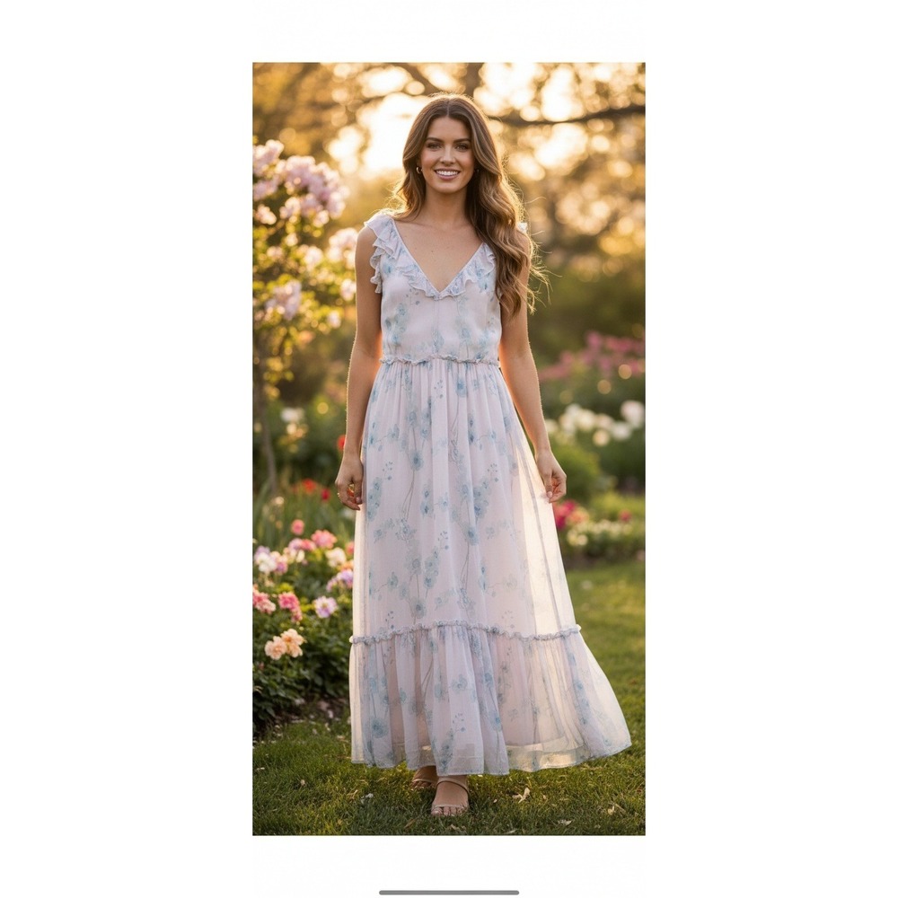 Fairy Maxi Dress 4 Ruffle Tiered Flowy Whimsy Romantic Feminine Cottagecore
